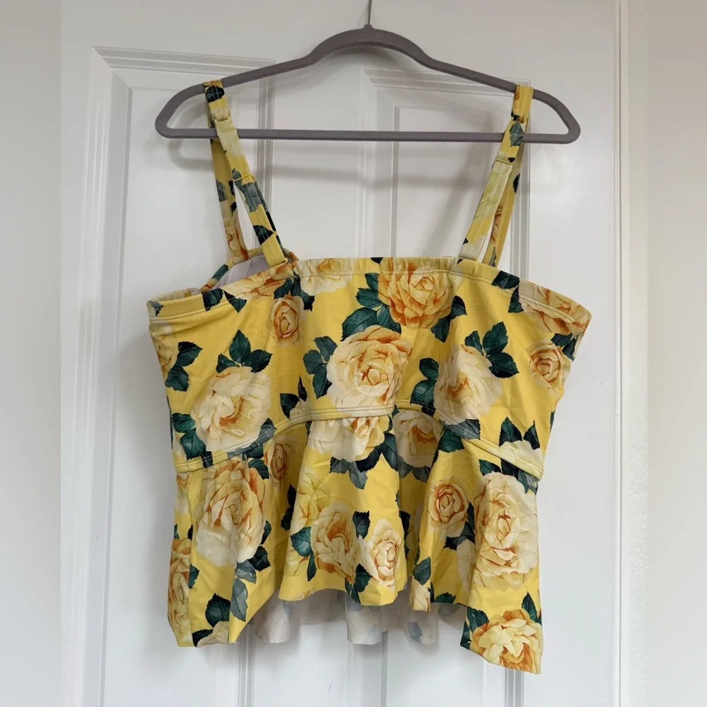 Torrid Yellow Floral Swim Top with Green Leaves - Picture 3 of 4